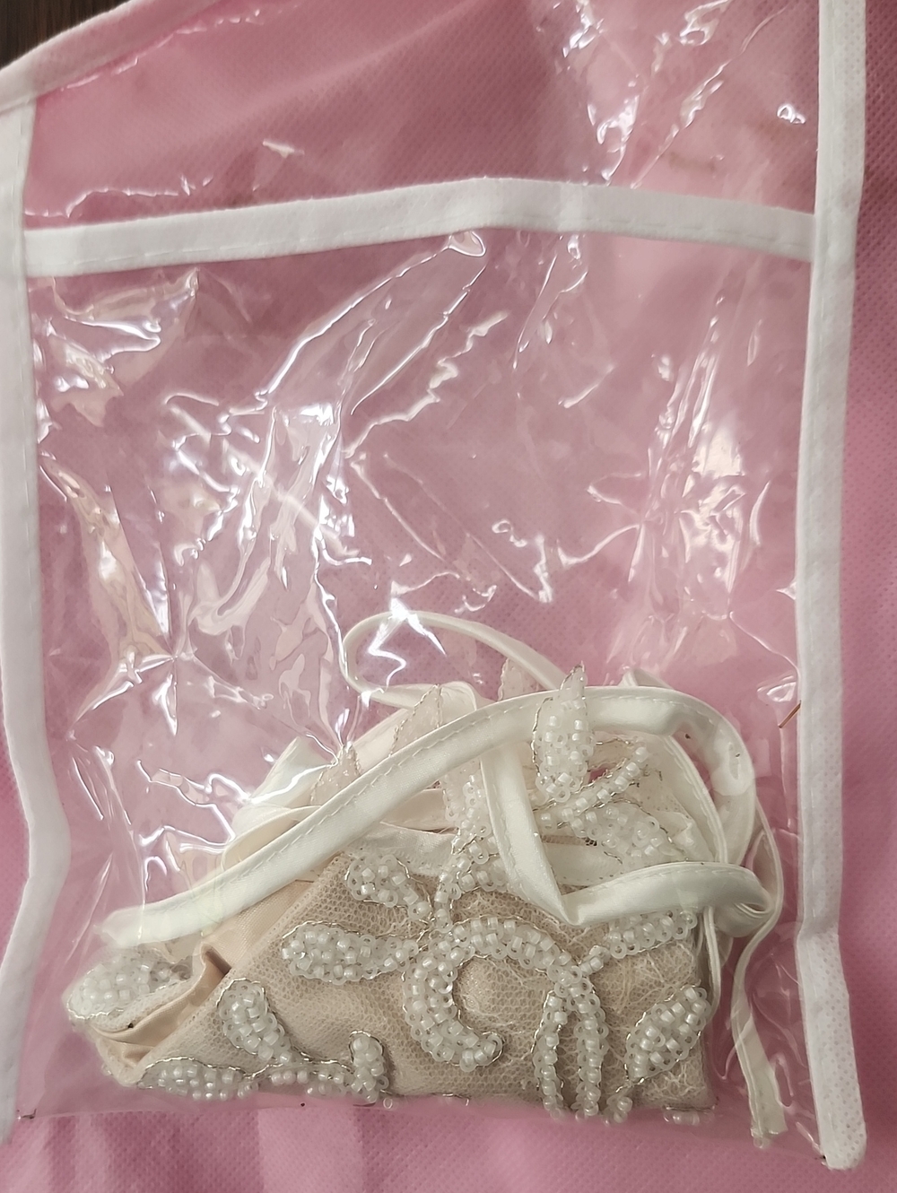 Minimalist White V-Neck Wedding Dress with Beaded Waist - Picture 15 of 16